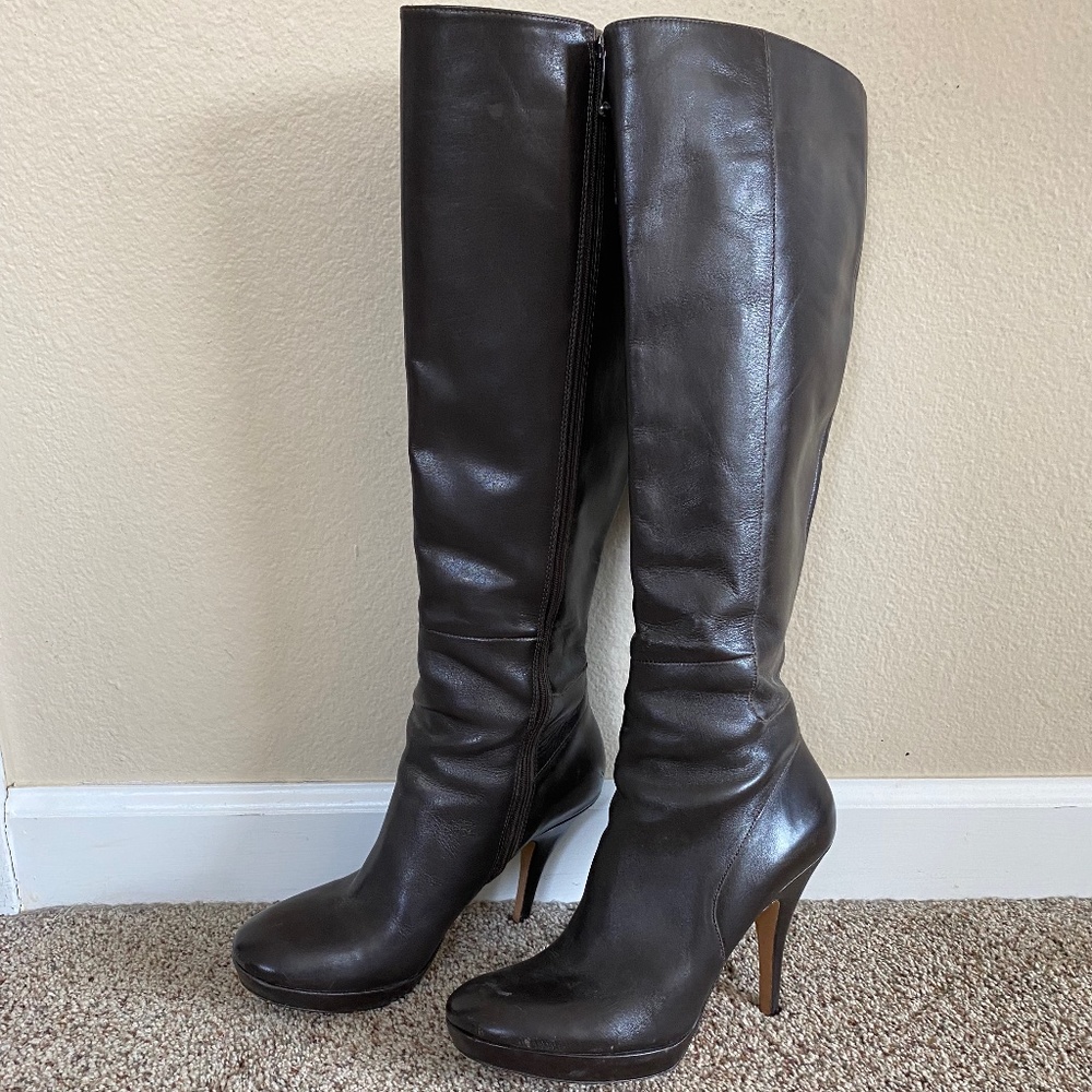 Via Spiga Leather knee high stiletto boots